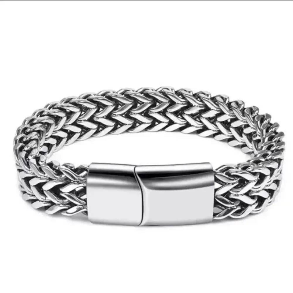 Stainless Steel Cuban Chain Magnetic Closure Hip Hop Bracelet